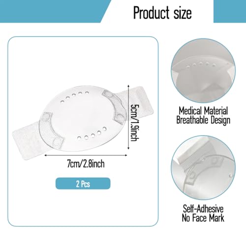 Parche Ocular Transparente para Recuperación de Cataratas y Lasik, 2 Piezas con Agujero de Respiración y Cinta Médica Autoadhesiva para Adultos y - imagen 2