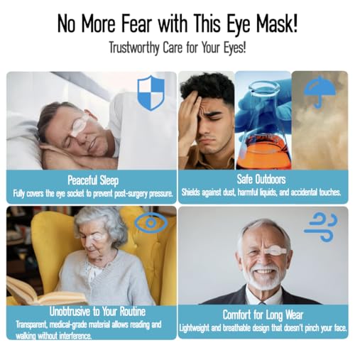 Parche Ocular Transparente para Recuperación de Cataratas y Lasik, 2 Piezas con Agujero de Respiración y Cinta Médica Autoadhesiva para Adultos y - imagen 4