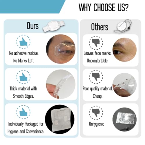 Parche Ocular Transparente para Recuperación de Cataratas y Lasik, 2 Piezas con Agujero de Respiración y Cinta Médica Autoadhesiva para Adultos y - imagen 6