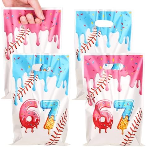 Bolsas de Fiesta ADARRO 30PCS 6 7, Bolsas de Dulces para Decoración de Cumpleaños Temática de Seis y Siete con Diseño de Béisbol y Donas en Rosa y - imagen 2
