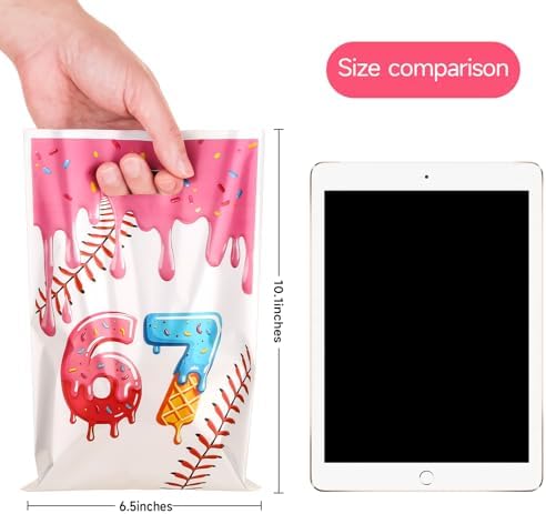 Bolsas de Fiesta ADARRO 30PCS 6 7, Bolsas de Dulces para Decoración de Cumpleaños Temática de Seis y Siete con Diseño de Béisbol y Donas en Rosa y - imagen 4