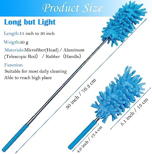 M-Jump Paquete de 3 Plumero Retráctil Lavable de Alcance Largo, Cepillo de Microfibra con Mango Telescópico para Limpiar Auto, Ventanas y Muebles - imagen 2