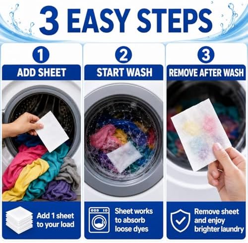 Hojas Atrapa Color RAINFLOW - 100 Piezas para Lavado, Previene Transferencia de Color, Mezcla de Blancos y Colores, Sin Fragancia ni Blanqueador - imagen 5