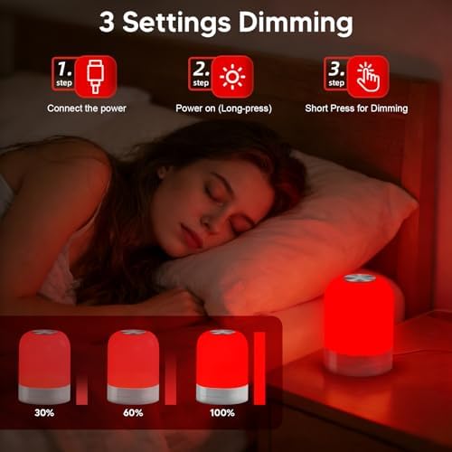 Lámpara de sueño FEWCZZC con luz roja 670nm, regulable y bloqueadora de luz azul, ideal para meditación, relajación y viajes. - imagen 3