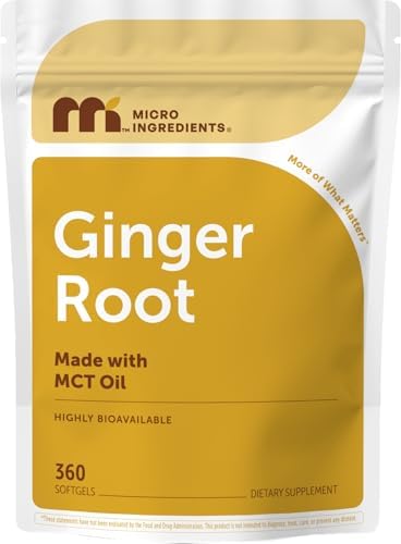Micro Ingredients Jengibre en Raíz con Aceite MCT, 360 Softgels | Extracto Fresco de Jengibre | Suplementos Herbales para Hombres y Mujeres | Sin - imagen 1