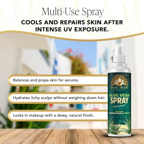 Spray de Aloe Vera Real Aloe (8 fl oz) | Aloe Orgánico Certificado de California | Bruma Refrescante para Rostro y Cuerpo | Hidratante y Cuidado - imagen 5