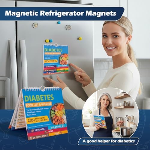 Lista de Alimentos y Planificador de Comidas para Diabetes SMYV con Imán para Refrigerador, Tabla de Alimentos Diabéticos Laminada con Guía del - imagen 2