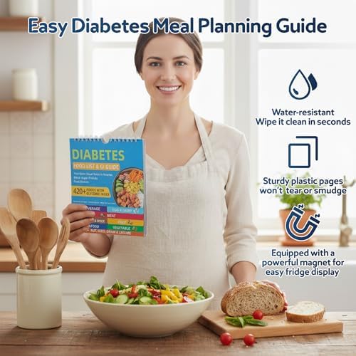 Lista de Alimentos y Planificador de Comidas para Diabetes SMYV con Imán para Refrigerador, Tabla de Alimentos Diabéticos Laminada con Guía del - imagen 7