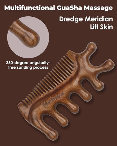 Masajeador Melous 4 en 1 de Madera de Sándalo, Peine de Masaje, Herramienta de Meridianos para Masaje de Cabello, Cara, Ojos, Cuello y Cuerpo - imagen 3