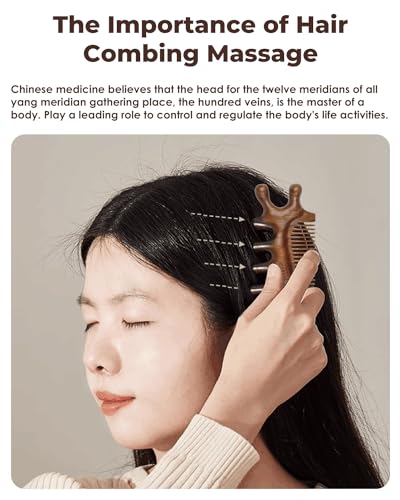 Masajeador Melous 4 en 1 de Madera de Sándalo, Peine de Masaje, Herramienta de Meridianos para Masaje de Cabello, Cara, Ojos, Cuello y Cuerpo - imagen 4