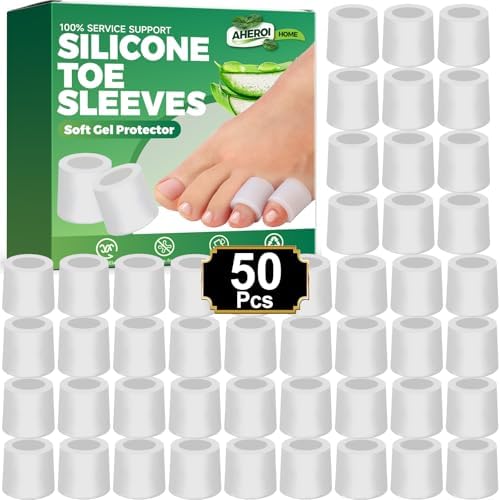 Protectores de Dedos Aheroi, 50 Piezas de Mangas de Silicón para Mujeres y Hombres, Alivio para Dedo Meñique, Cubiertas de Gel para Juanetes, - imagen 1