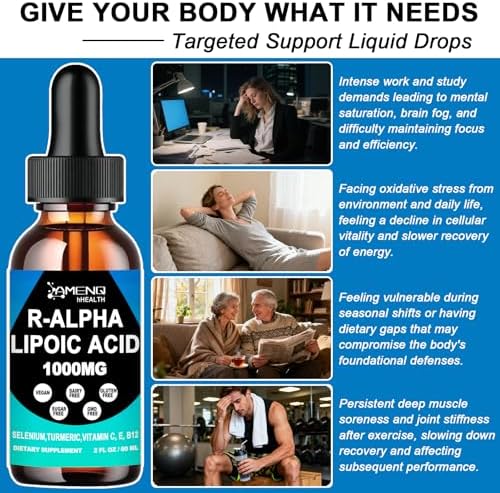 Gotas Líquidas de Ácido Alfa Lipoico 1000mg con R-ALA Estabilizado, Suplemento Antioxidante para Metabolismo, Salud Nerviosa y Cerebral, - imagen 5