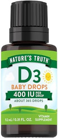 Gotas de Vitamina D para Bebés Nature's Truth | 400 IU | 9.2 mL | D3 para Niños | Suplemento Vegetariano, No Transgénico y Sin Gluten - imagen 1