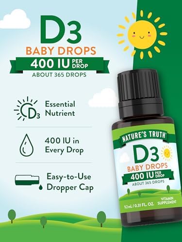 Gotas de Vitamina D para Bebés Nature's Truth | 400 IU | 9.2 mL | D3 para Niños | Suplemento Vegetariano, No Transgénico y Sin Gluten - imagen 5