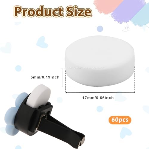 60 Piezas de Almohadillas de Reemplazo para Clips de Aire de Auto, Sin Aroma, para Difusores de Aceites Esenciales de 17mm, Recarga Blanca para - imagen 2