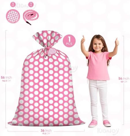 KIDAJOY Bolsa de Regalo Jumbo Rosa con Lunares 36x56 Pulgadas para Baby Shower y Cumpleaños de Niña, Favor de Fiesta - imagen 2