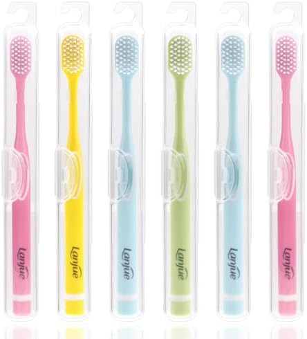 Juego de Cepillos de Dientes Lanjue de 6 Piezas, Cepillos Manuales Suaves para Adultos con Estuche de Viaje, Limpieza Profunda para Dientes Sensibles - imagen 1