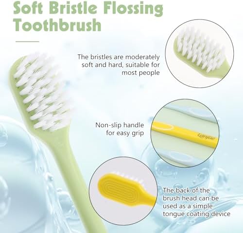 Juego de Cepillos de Dientes Lanjue de 6 Piezas, Cepillos Manuales Suaves para Adultos con Estuche de Viaje, Limpieza Profunda para Dientes Sensibles - imagen 3