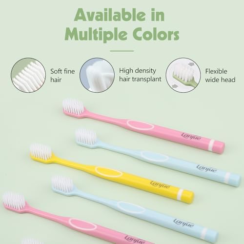 Juego de Cepillos de Dientes Lanjue de 6 Piezas, Cepillos Manuales Suaves para Adultos con Estuche de Viaje, Limpieza Profunda para Dientes Sensibles - imagen 4