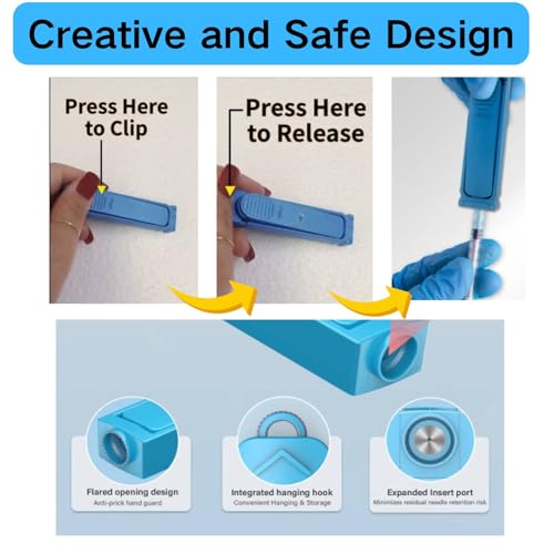 Cortador de Agujas para Jeringas de Insulina, Almacenamiento Portátil Compatible con Agujas 28–32G, Accesorio Compacto para Diabéticos (Azul, 1 - imagen 4