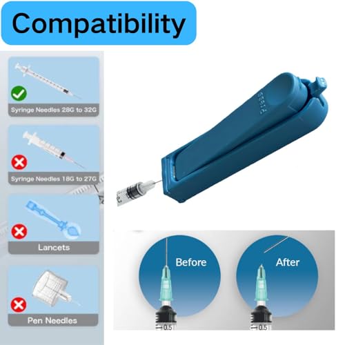 Cortador de Agujas para Jeringas de Insulina, Almacenamiento Portátil Compatible con Agujas 28–32G, Accesorio Compacto para Diabéticos (Azul, 1 - imagen 5