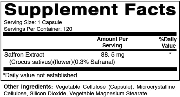 Extracto de Azafrán Best Naturals 88.5 mg - 0.3% Safranal - 120 Cápsulas Vegetarianas - imagen 2