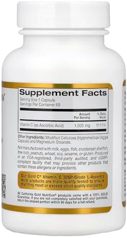 California Gold Nutrition C, Vitamina C, 1000 mg, Cápsulas Vegetarianas, 60 Unidades - imagen 2