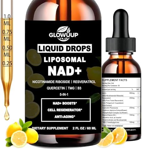 Suplementos de NAD para Mujeres y Hombres, Liposomal NAD Nicotinamida Ribósido Resveratrol 900mg con Vitamina B3 Quercetina TMG, Suplemento Líquido - imagen 1