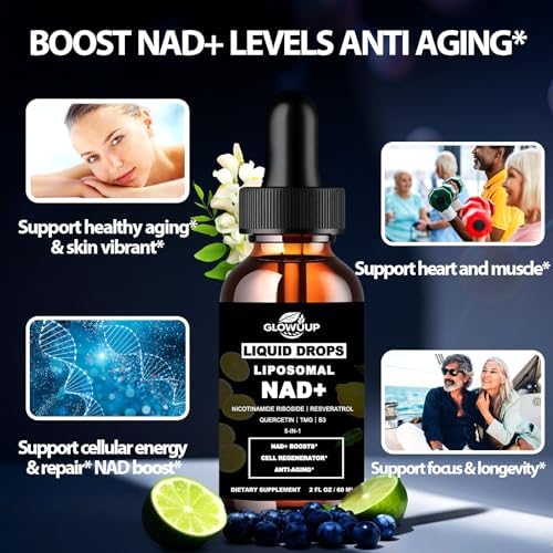 Suplementos de NAD para Mujeres y Hombres, Liposomal NAD Nicotinamida Ribósido Resveratrol 900mg con Vitamina B3 Quercetina TMG, Suplemento Líquido - imagen 3