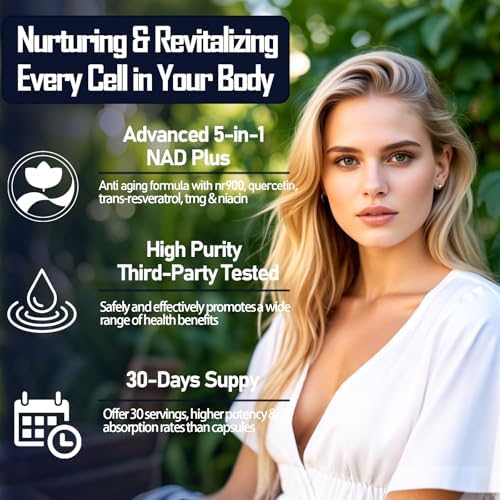 Suplementos de NAD para Mujeres y Hombres, Liposomal NAD Nicotinamida Ribósido Resveratrol 900mg con Vitamina B3 Quercetina TMG, Suplemento Líquido - imagen 4