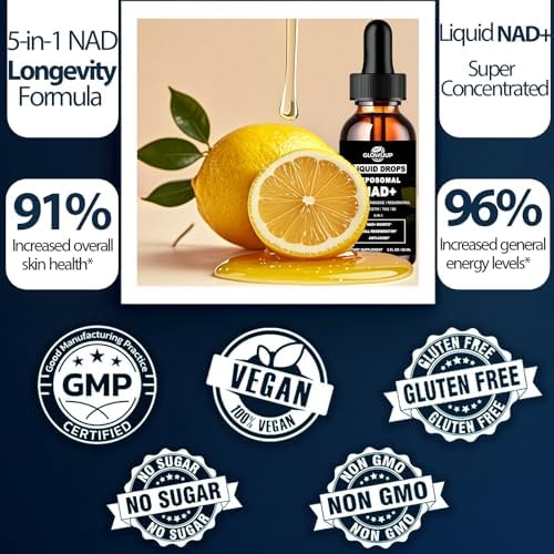 Suplementos de NAD para Mujeres y Hombres, Liposomal NAD Nicotinamida Ribósido Resveratrol 900mg con Vitamina B3 Quercetina TMG, Suplemento Líquido - imagen 6