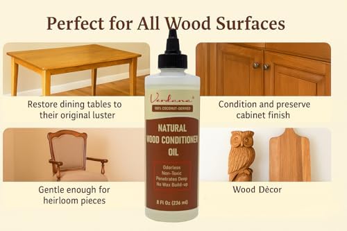 Aceite Acondicionador de Madera Natural Verdana – 8 Fl Oz – Acondicionador de Muebles a Base de Plantas, Inodoro para Mesas, Gabinetes y Antigüedades - imagen 3