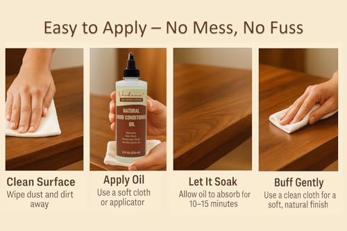 Aceite Acondicionador de Madera Natural Verdana – 8 Fl Oz – Acondicionador de Muebles a Base de Plantas, Inodoro para Mesas, Gabinetes y Antigüedades - imagen 4