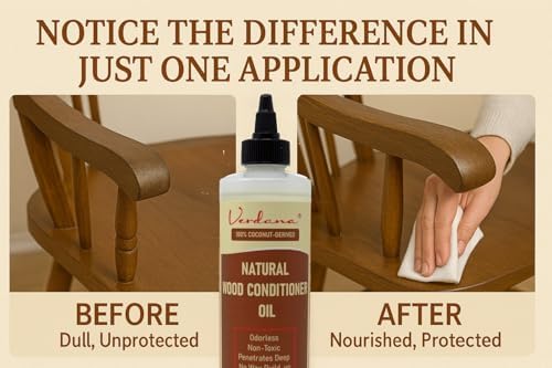 Aceite Acondicionador de Madera Natural Verdana – 8 Fl Oz – Acondicionador de Muebles a Base de Plantas, Inodoro para Mesas, Gabinetes y Antigüedades - imagen 5