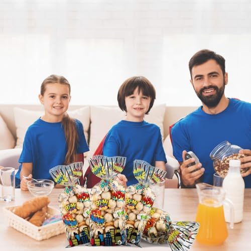 Bolsitas de Celofán Outus de 100 Pcs para Fiestas Hero, con 100 Cierres Plateados para Dulces, Galletas y Regalos de Cumpleaños o Baby Shower - imagen 5
