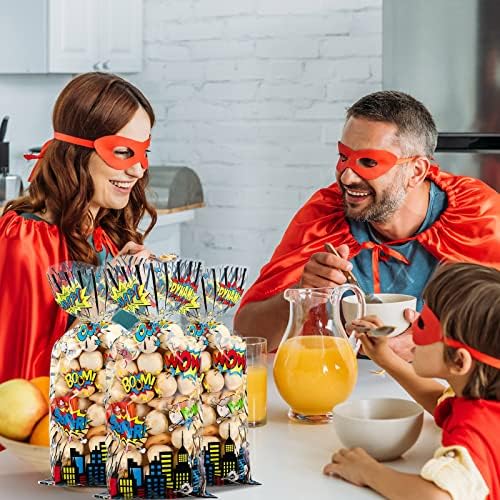 Bolsitas de Celofán Outus de 100 Pcs para Fiestas Hero, con 100 Cierres Plateados para Dulces, Galletas y Regalos de Cumpleaños o Baby Shower - imagen 6