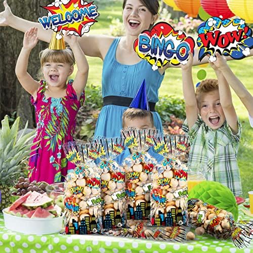 Bolsitas de Celofán Outus de 100 Pcs para Fiestas Hero, con 100 Cierres Plateados para Dulces, Galletas y Regalos de Cumpleaños o Baby Shower - imagen 7