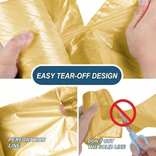 Bolsas de Basura Pequeñas SZKKTECO de 2.6 Galones, para Botes de 3 Galones - Bolsas Doradas para Baño, Oficina y Dormitorio (100 Piezas, 5 Rollos) - imagen 3