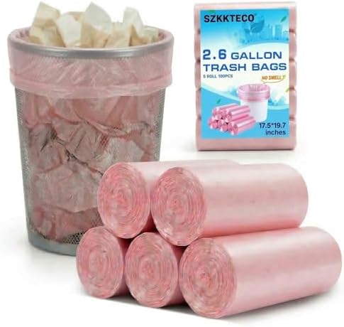 Bolsas de Basura Pequeñas SZKKTECO de 2.6 Galones, para Botes de 3 Galones - Bolsas Doradas para Baño, Oficina y Dormitorio (100 Piezas, 5 Rollos) - imagen 7