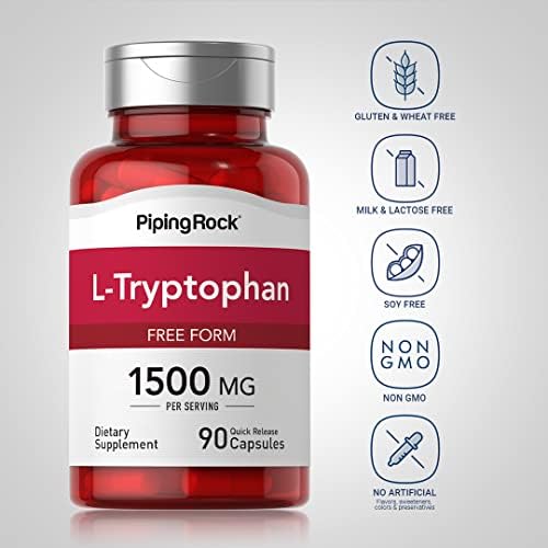 L-Tryptófano Piping Rock 1500 mg | 90 Cápsulas | Suplemento Libre de GMO y Gluten - imagen 3