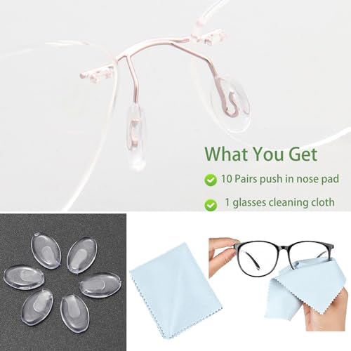 Almohadillas de nariz OPUGIT para gafas, 10 pares de piezas suaves antideslizantes transparentes, reemplazo para montura sin aro o sin marco - imagen 4