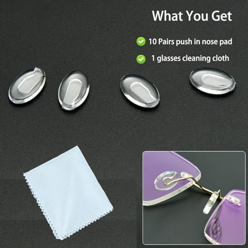 Almohadillas de nariz OPUGIT para gafas, 10 pares de piezas suaves antideslizantes transparentes, reemplazo para montura sin aro o sin marco - imagen 5