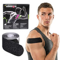 Cinta Kinesiology THERABAND, Negra/Gris, 1 Rollo, con Indicadores XactStretch, Cinta Deportiva Duradera para Hombros, Espalda y Rodillas, Sin Látex y - imagen 1