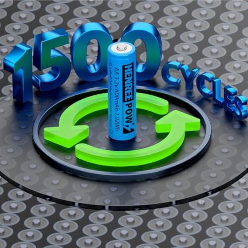 Batería Recargable Henreepow AA 3.2v 600mAh LiFePo4, Baterías AA de Baja Autodescarga para Luces Solares (Paquete de 2) - imagen 3