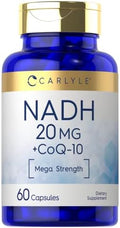 Suplemento Carlyle NADH CoQ10 | 20 mg | 60 Cápsulas | Mega Potencia | Sin OGM, Libre de Gluten - imagen 1