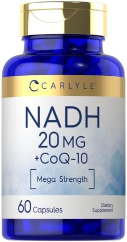 Suplemento Carlyle NADH CoQ10 | 20 mg | 60 Cápsulas | Mega Potencia | Sin OGM, Libre de Gluten - imagen 1