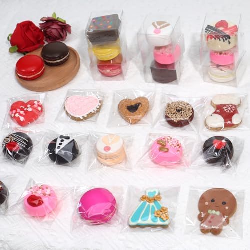 Bolsas de Celofán Autoadhesivas TEMLQPACK de 3.5 x 3.5 Pulgadas - 100 Piezas para Galletas, Macarons, Brownies, Donas y Regalos de Fiesta - imagen 2