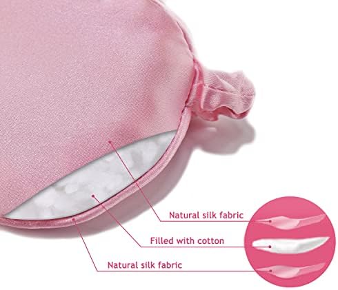 Máscara de Sueño Ulbemoll de Seda, Antifaz Satinado Suave y Transpirable para Viajes, Regalo para Mujeres y Niñas - Rosa - imagen 4