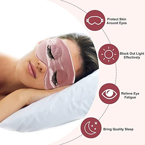 Máscara de Sueño Ulbemoll de Seda, Antifaz Satinado Suave y Transpirable para Viajes, Regalo para Mujeres y Niñas - Rosa - imagen 5