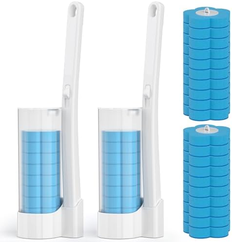 Recargas desechables para cepillo de baño TUUAQ, 20 piezas, cabezal limpiador para inodoro, suministros de limpieza para baño, color azul - imagen 2